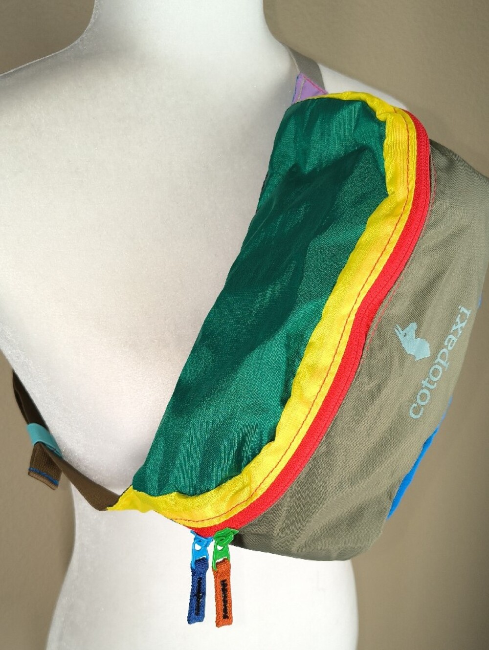 cotopaxi Olive Green Waist Pack with Bright Multi-Color Accents - Picture 3 of 6